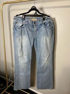 BKE Wendi Low Rise Distressed Light Wash Bootcut Jeans